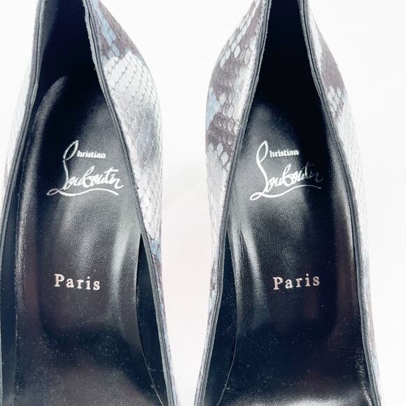 Christian Louboutin Condora 85 Silver Snake Embossed Pointed Toe Pumps 40 - Picture 8 of 11